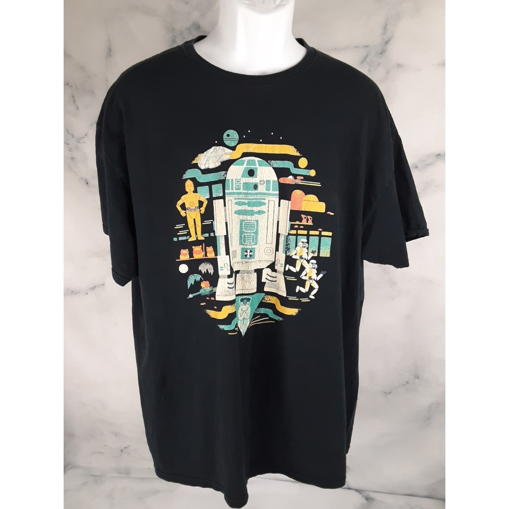 Star Wars Men's Movie Retro Graphic XL Tee T-Shirt R2D2 C3PO Princess Leia